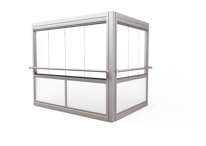 <span>Design Air </span>Verglasungssystem mit großen rahmenlosen Fenstern.